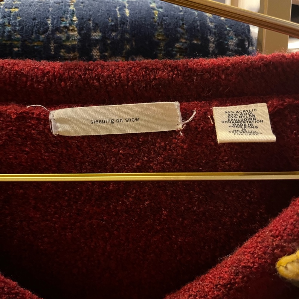 Anthropologie/Sleeping on Snow dark mauve cardigan - Picture 2 of 4